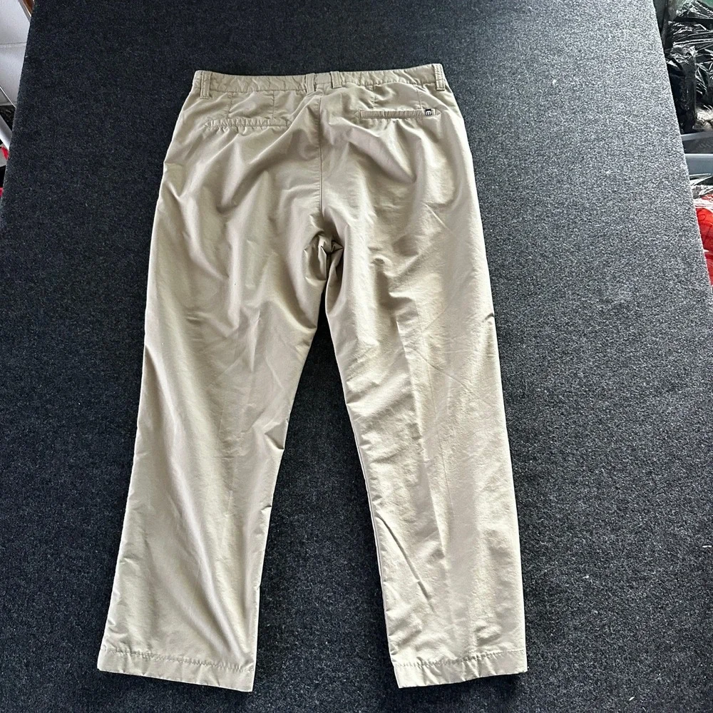TravisMathew Mens Tan Khaki Performance Golf Pants 36 Stretch Chino Trousers